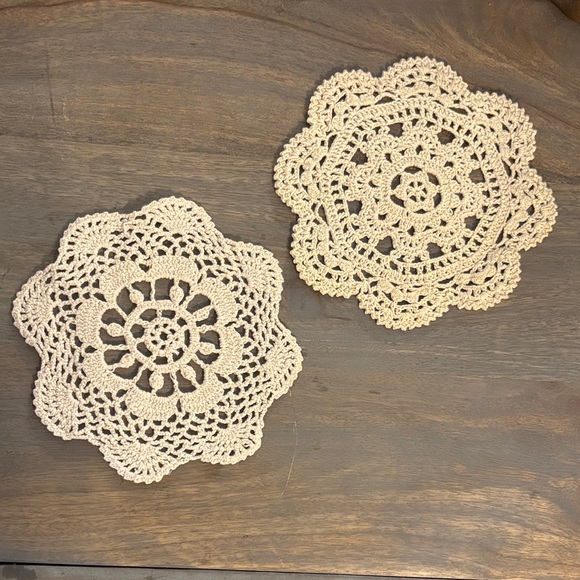 Other - VTG Off-White Hand Crochet Doilies set of 2